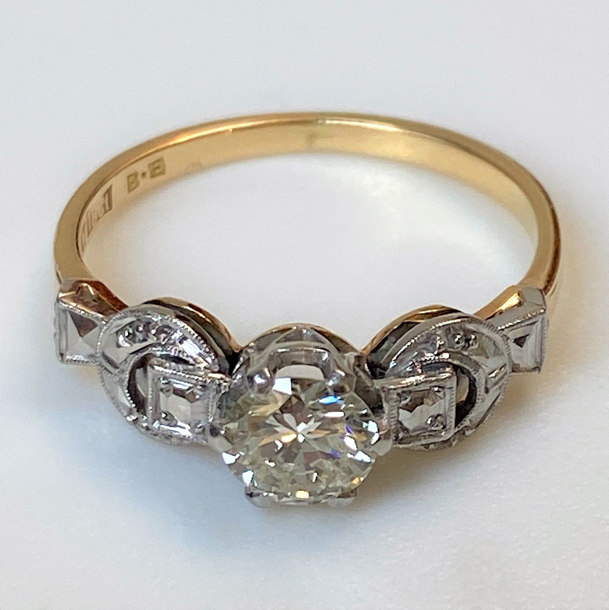 Vintage 18ct Yellow Gold, Platinum and Diamond Ring