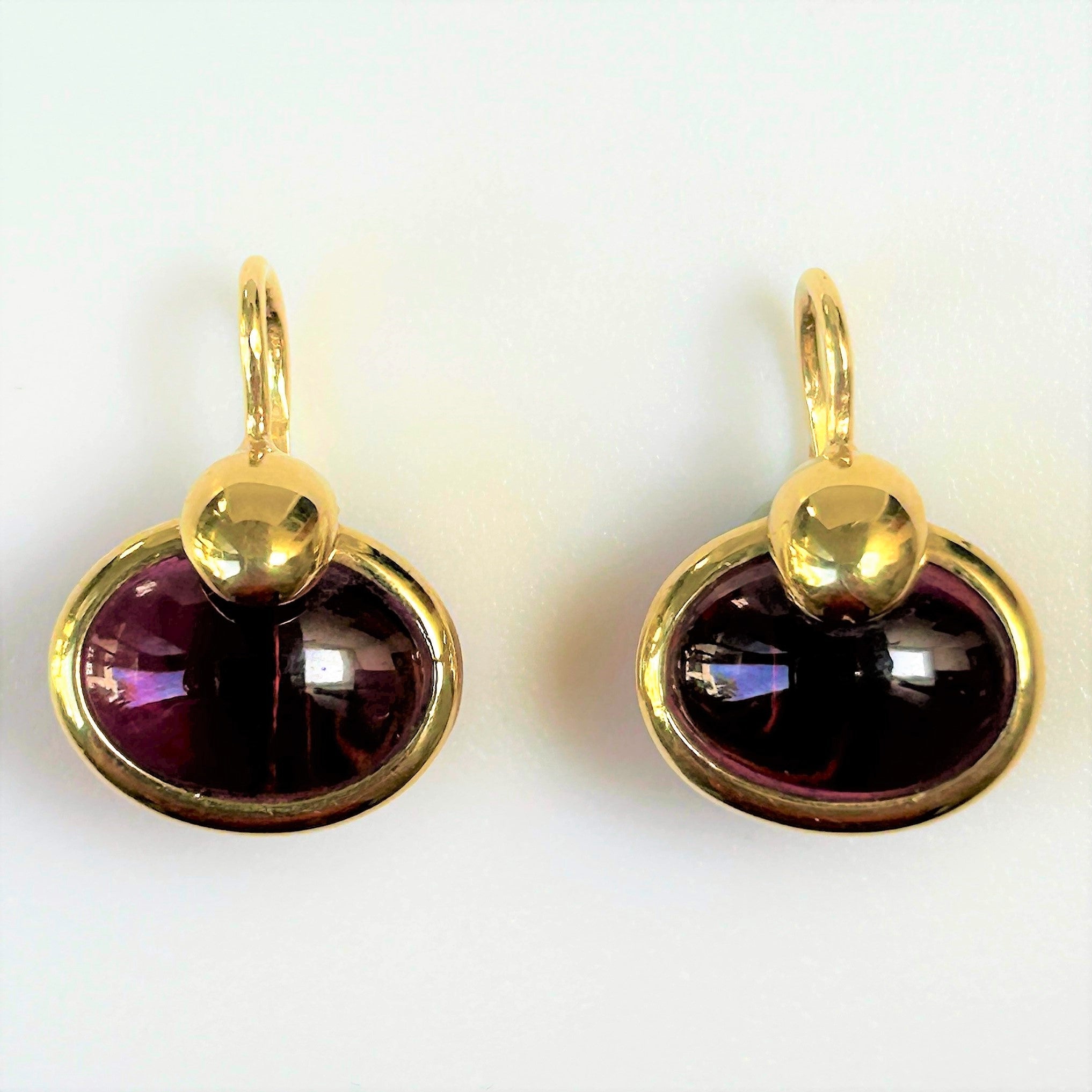 Mid-20th Century Gold and Garnet Drop Earrings