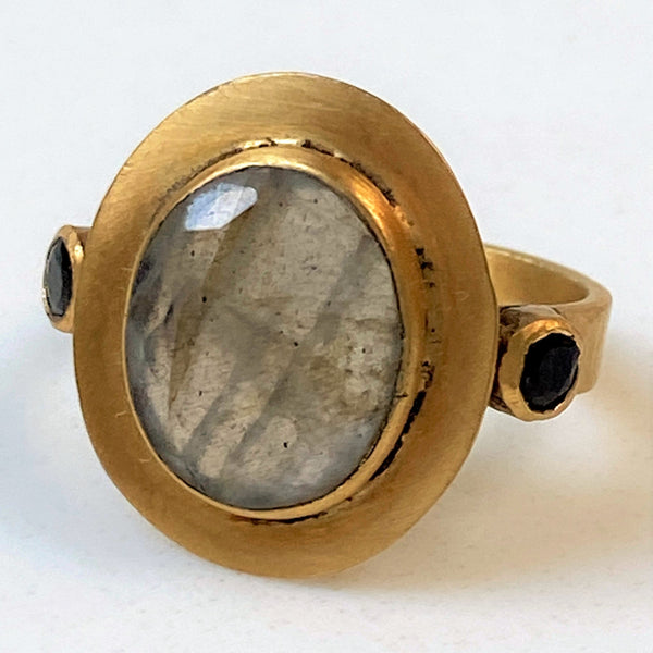 Gilded Copper and Labradorite Ring
