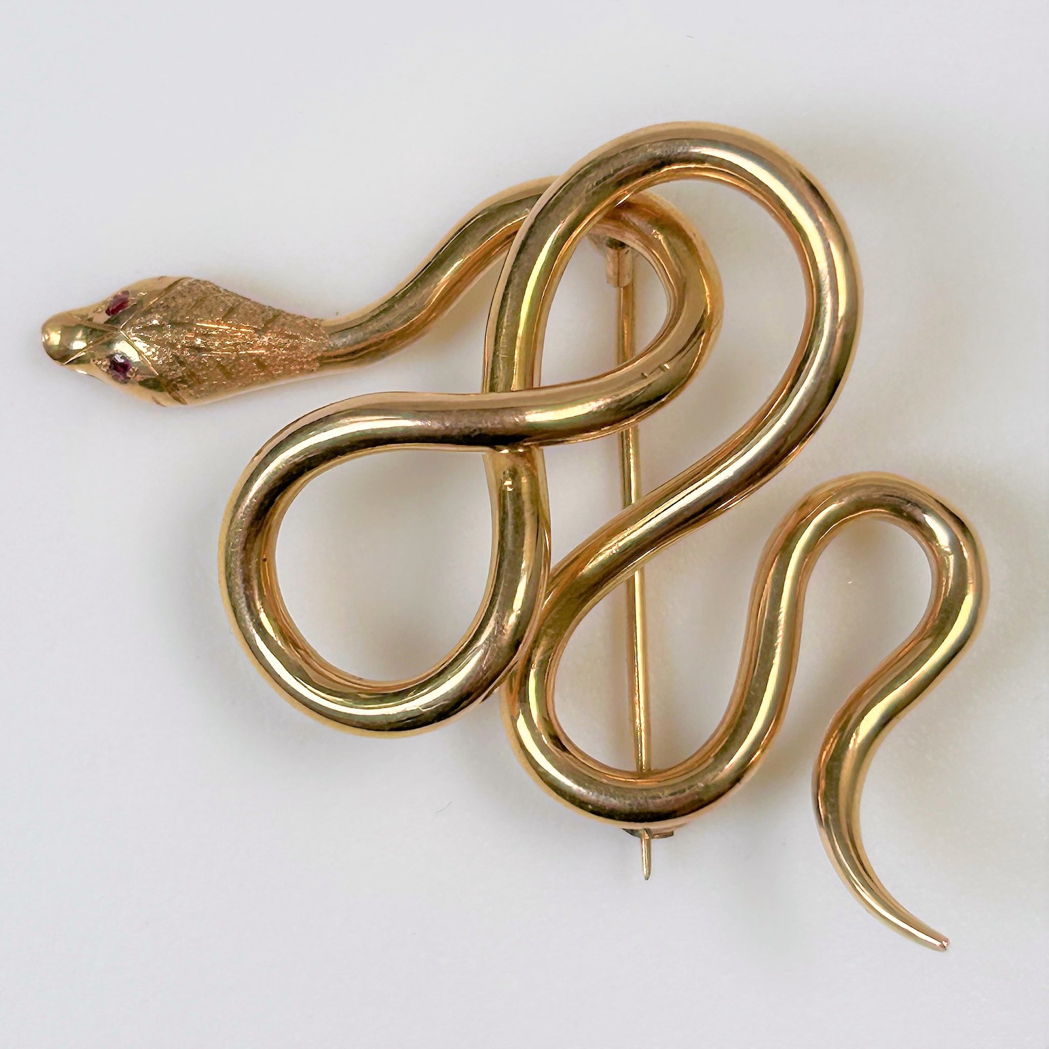 Antique 18ct Gold and Ruby “Snake” Brooch