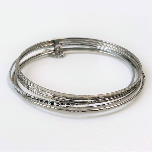 Vintage White Metal Multi-Bangle Bracelet