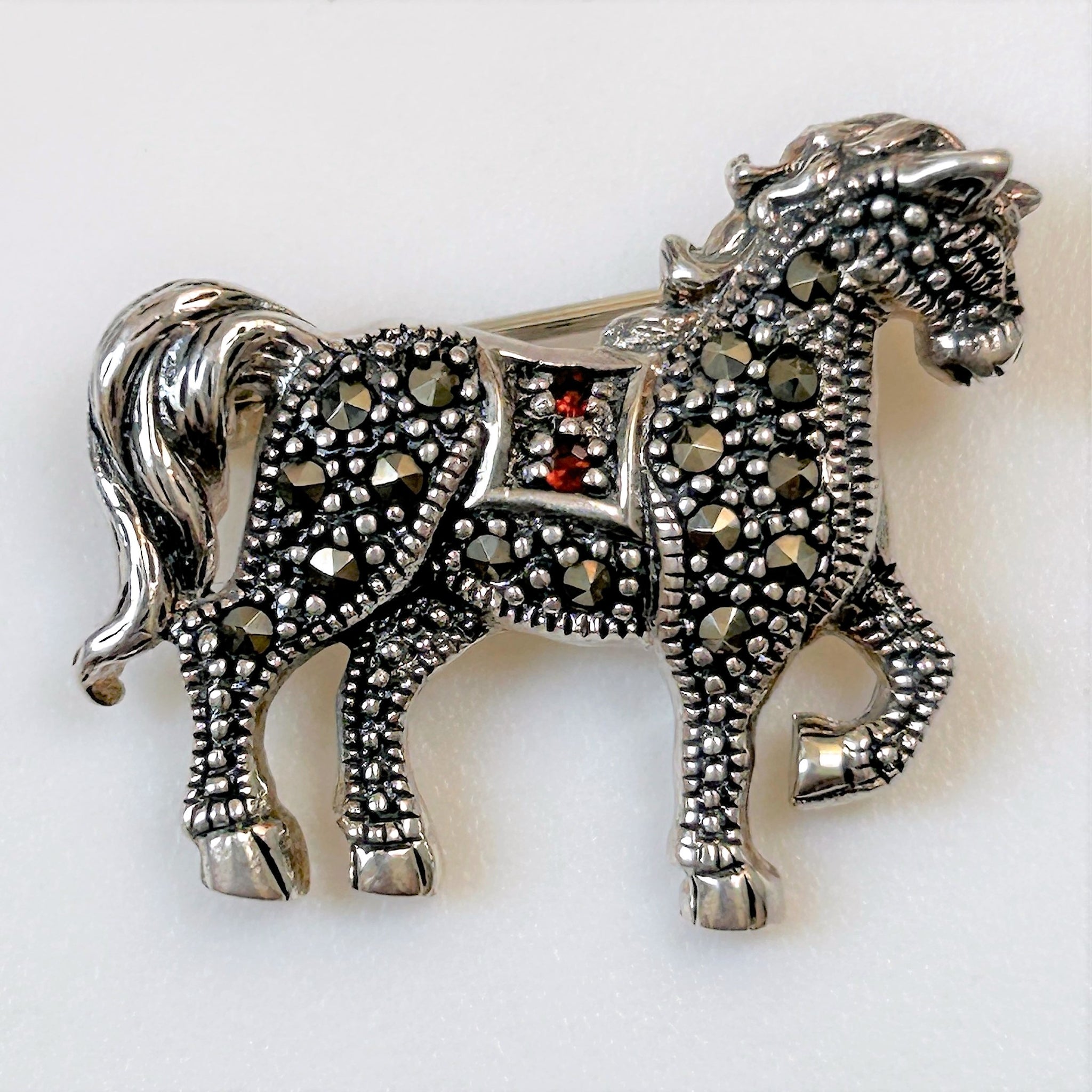 Sterling Silver & Marcasite “Horse” Brooch