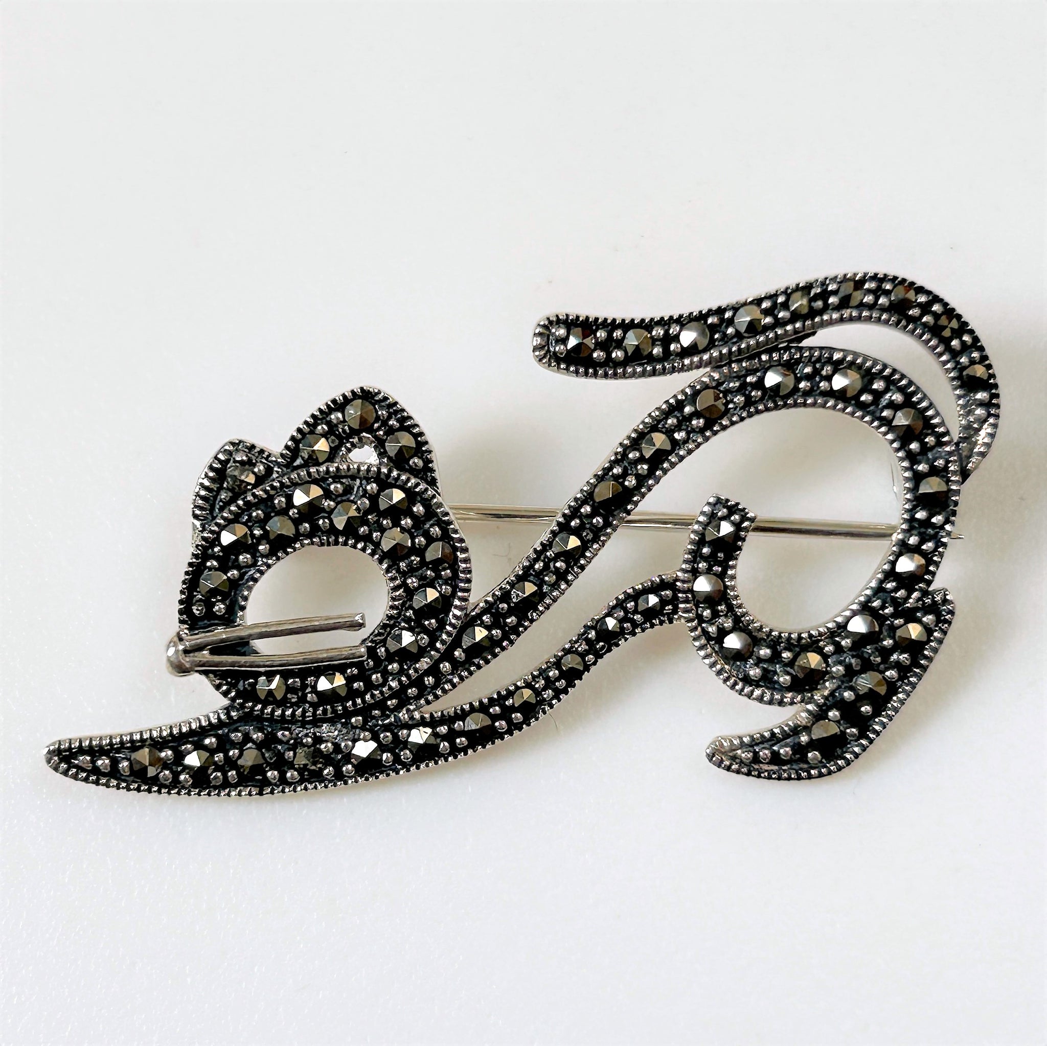 Sterling Silver and Marcasite "Cat" Brooch