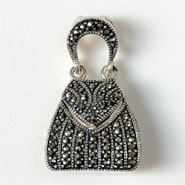 Sterling Silver and Marcasite “Handbag” Pendant