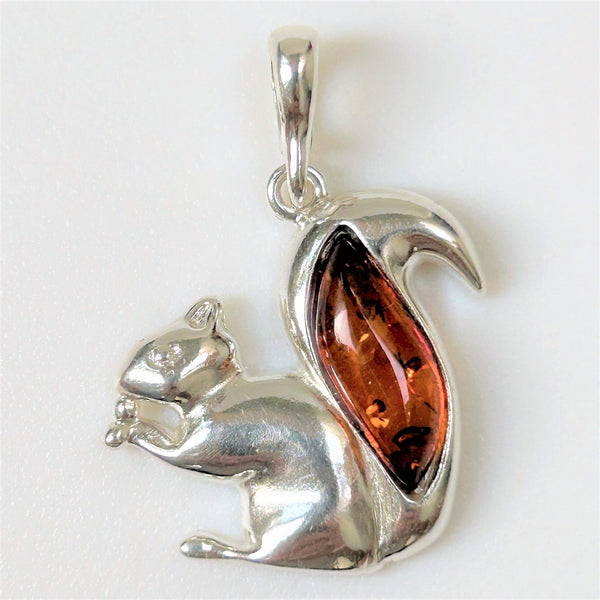Sterling Silver and Amber “Squirrel” Pendant