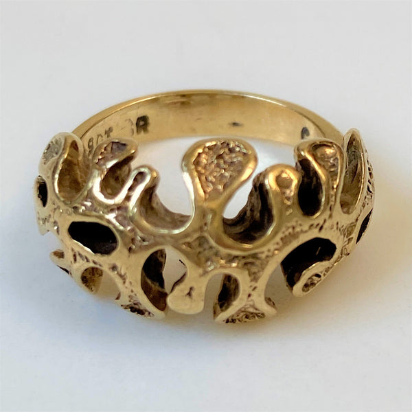Vintage 9ct Yellow Gold Amoeba Shaped Ring