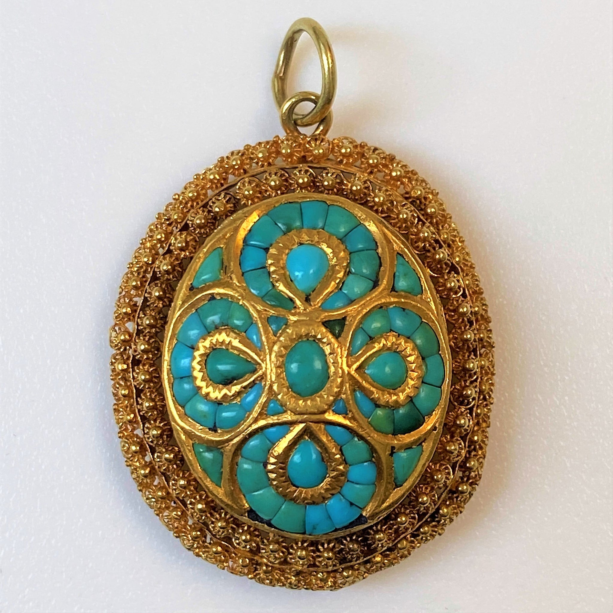 19th Century 18ct Gold and Turquoise Pendant