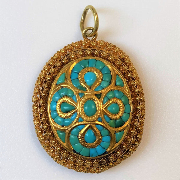 19th Century 18ct Gold and Turquoise Pendant