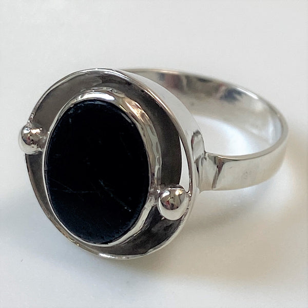 Vintage Sterling Silver Onyx Ring
