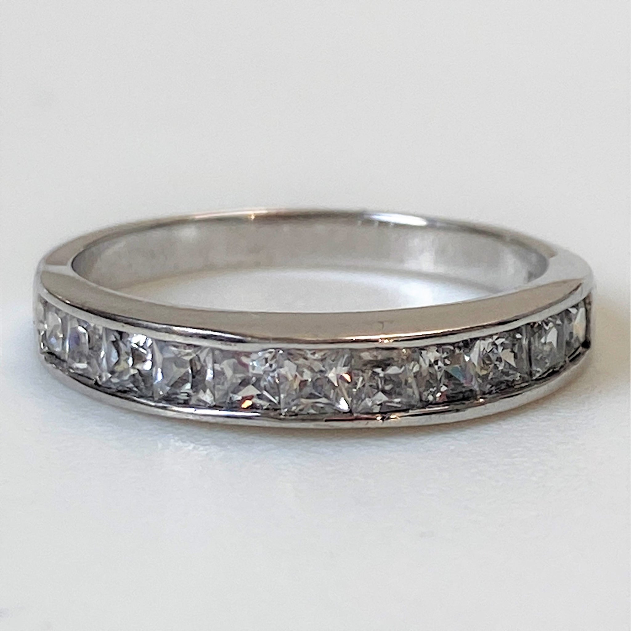 Sterling Silver and Crystal Semi-Eternity Ring