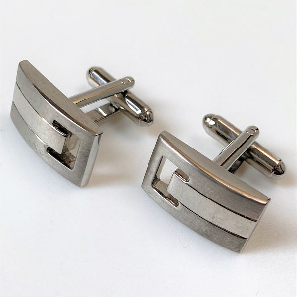 Modern White Metal Cufflinks