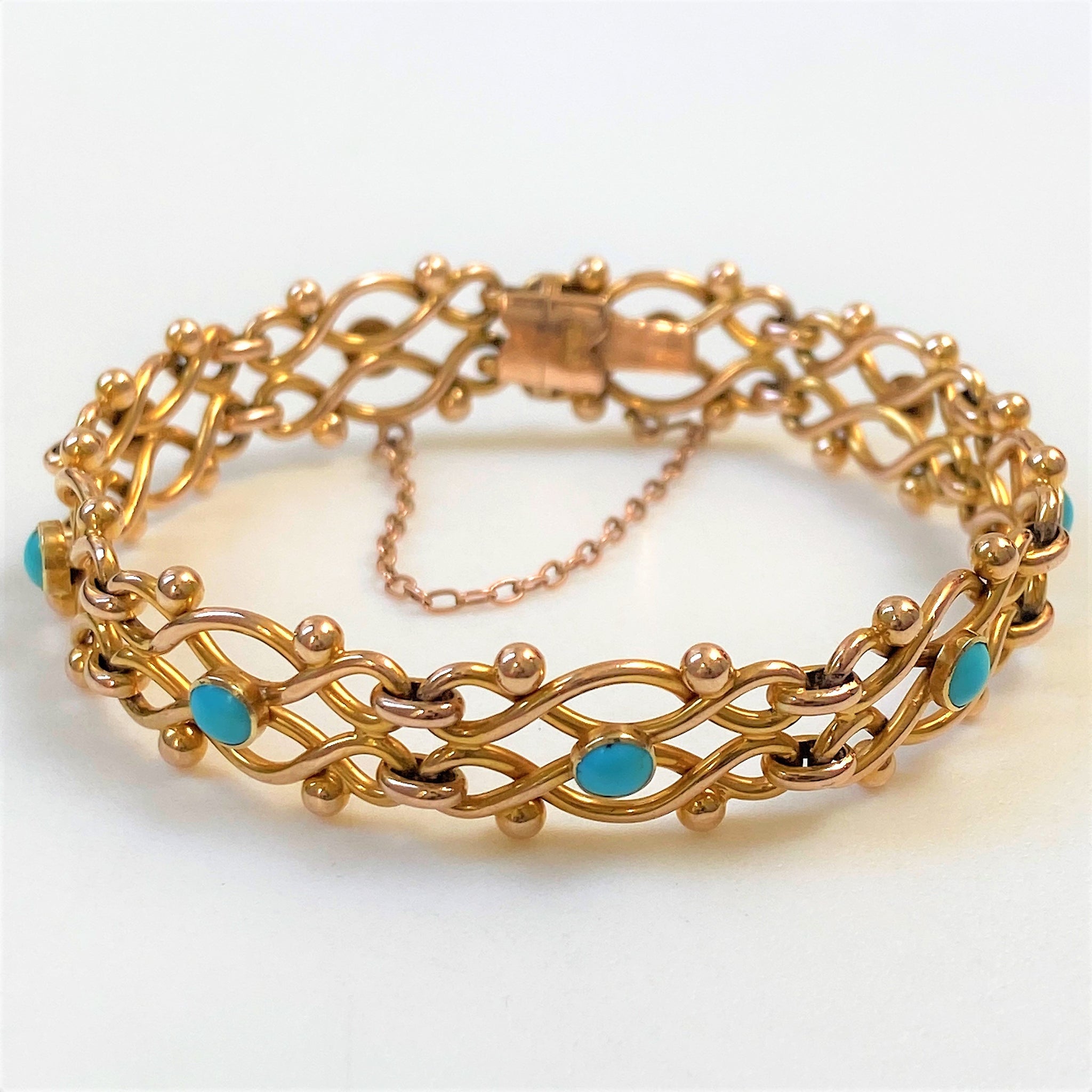 Antique 15ct Gold and Turquoise Bracelet