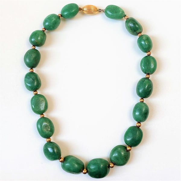 18ct and 9ct Gold and Aventurine Bead Necklace