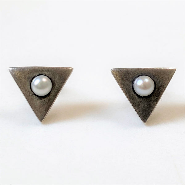 Small Silver and Pearl Stud Earrings