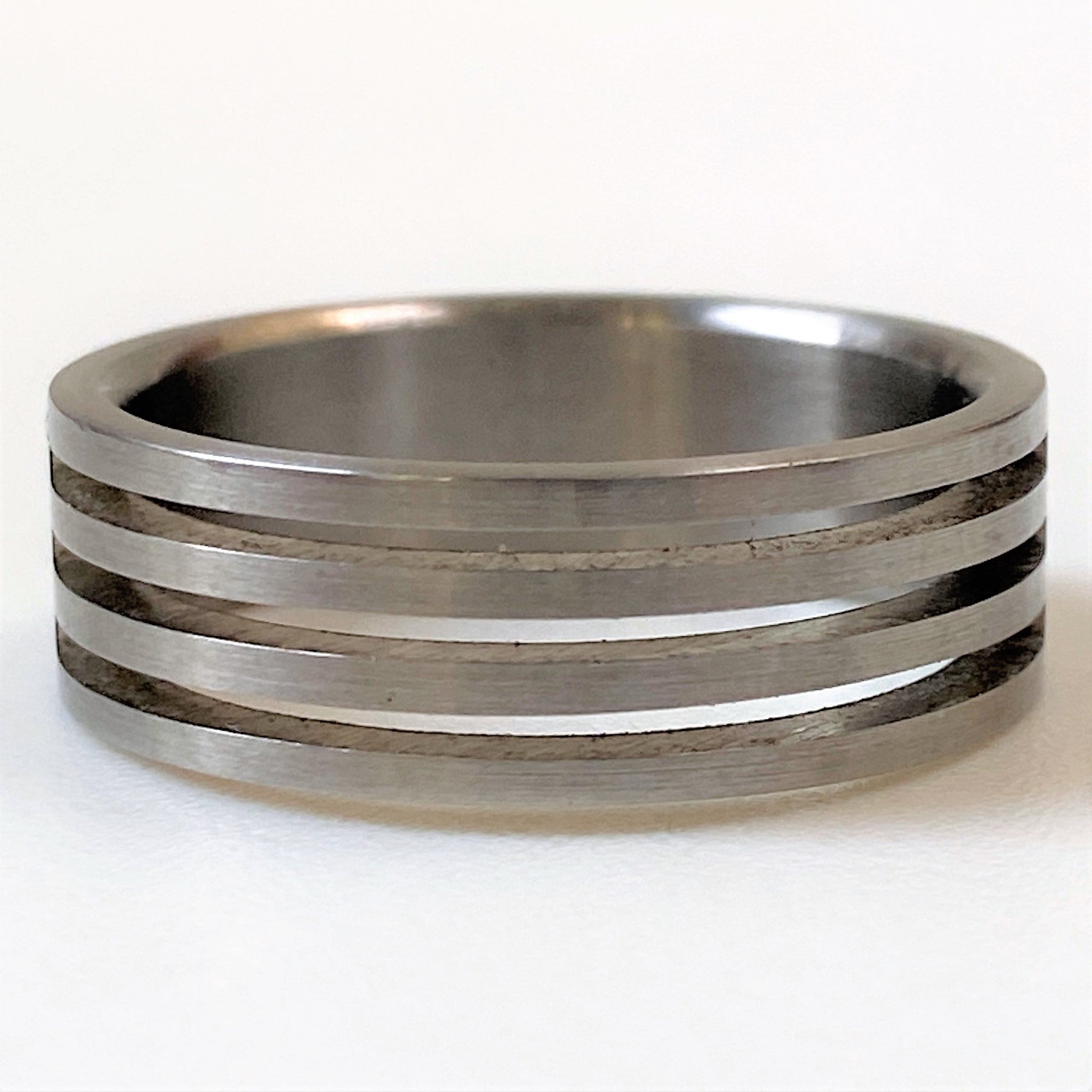 Stainless Steel Men’s Ring with Slots