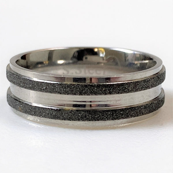 Stainless Steel Men’s Ring with Raised Bands