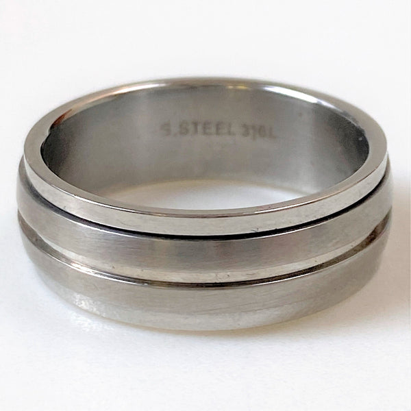 Stainless Steel Men’s Ring with Rotating Elements
