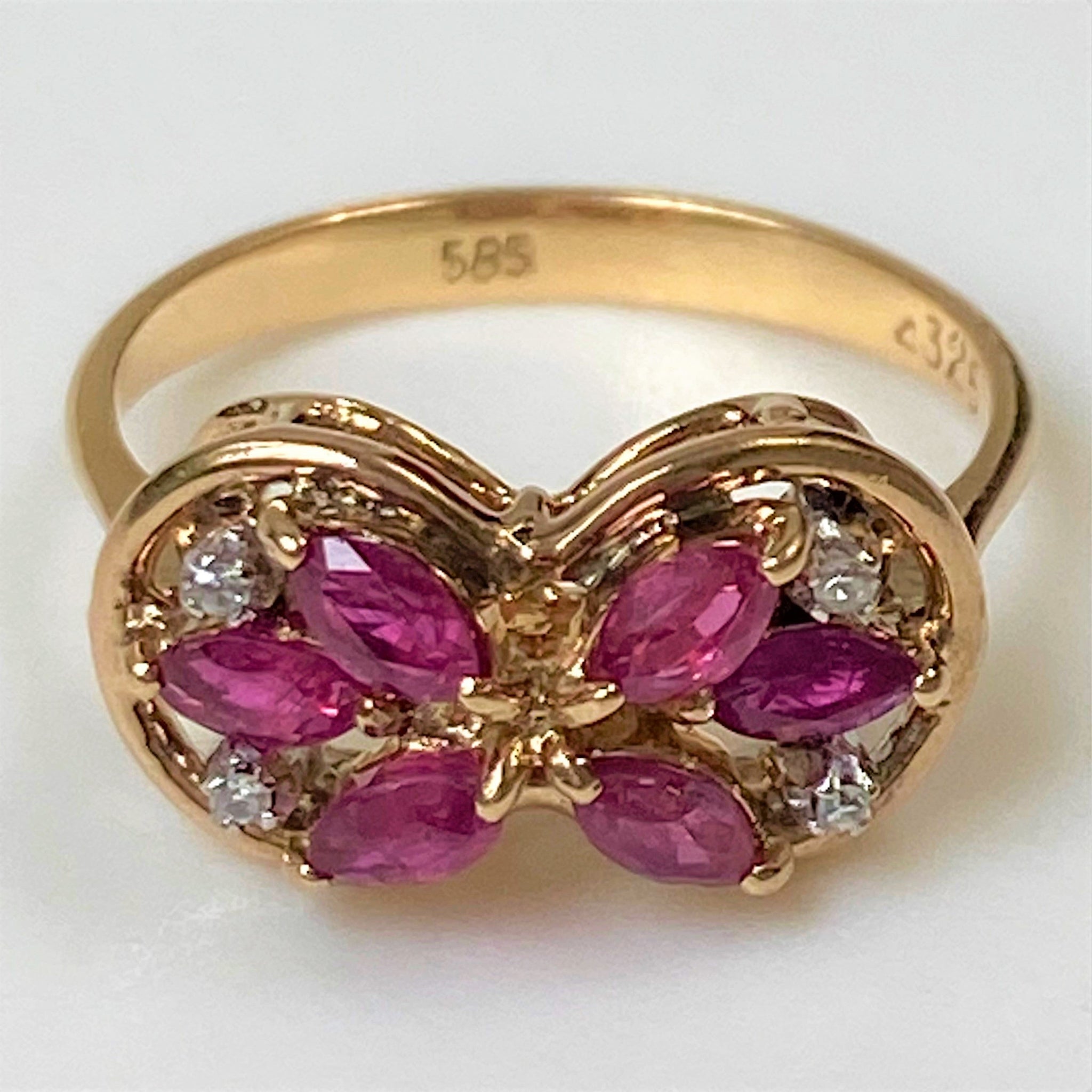 14ct Yellow Gold, Ruby and Diamond Ring