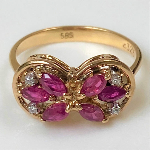 14ct Yellow Gold, Ruby and Diamond Ring