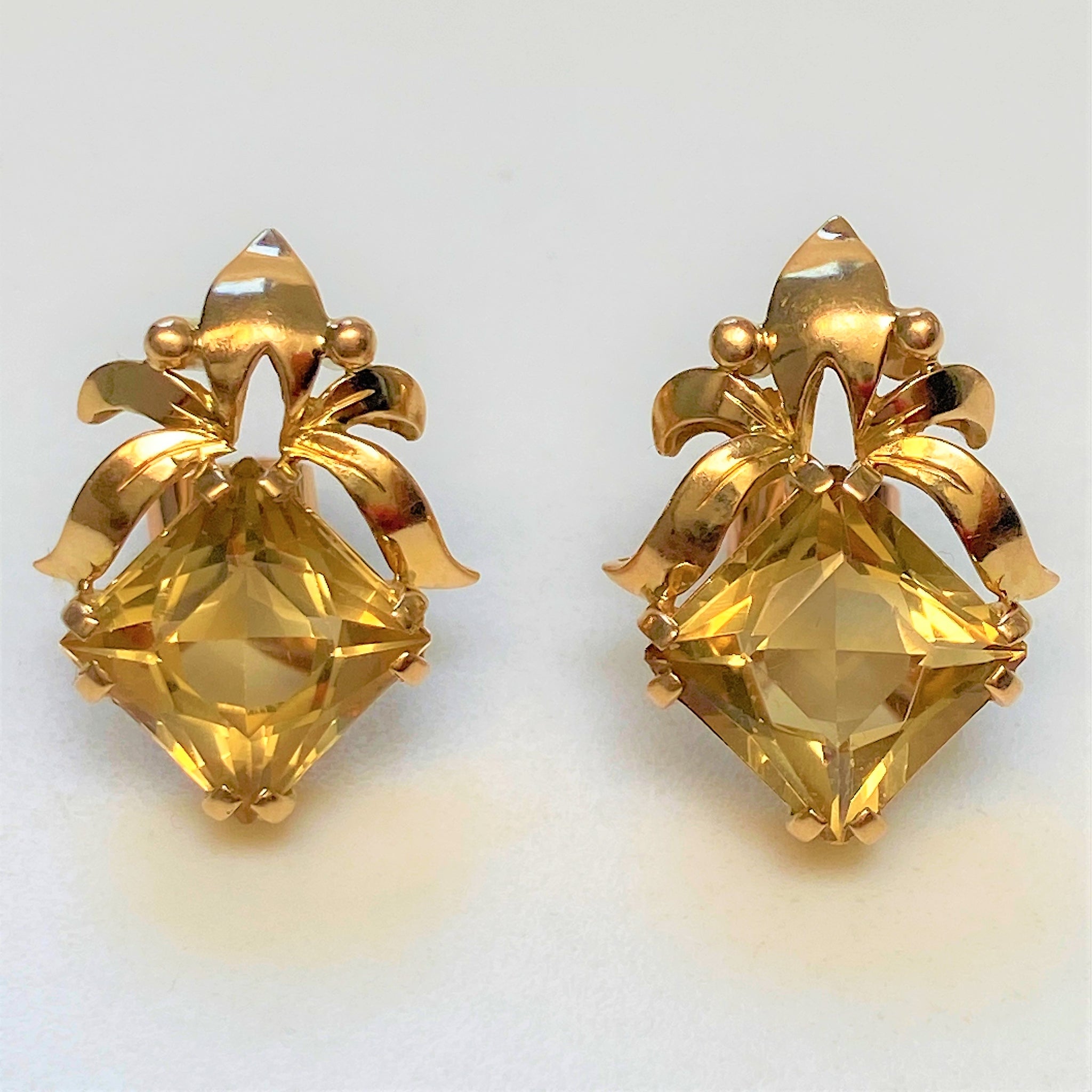 Large 18ct Yellow Gold and Citrine Stud Earrings