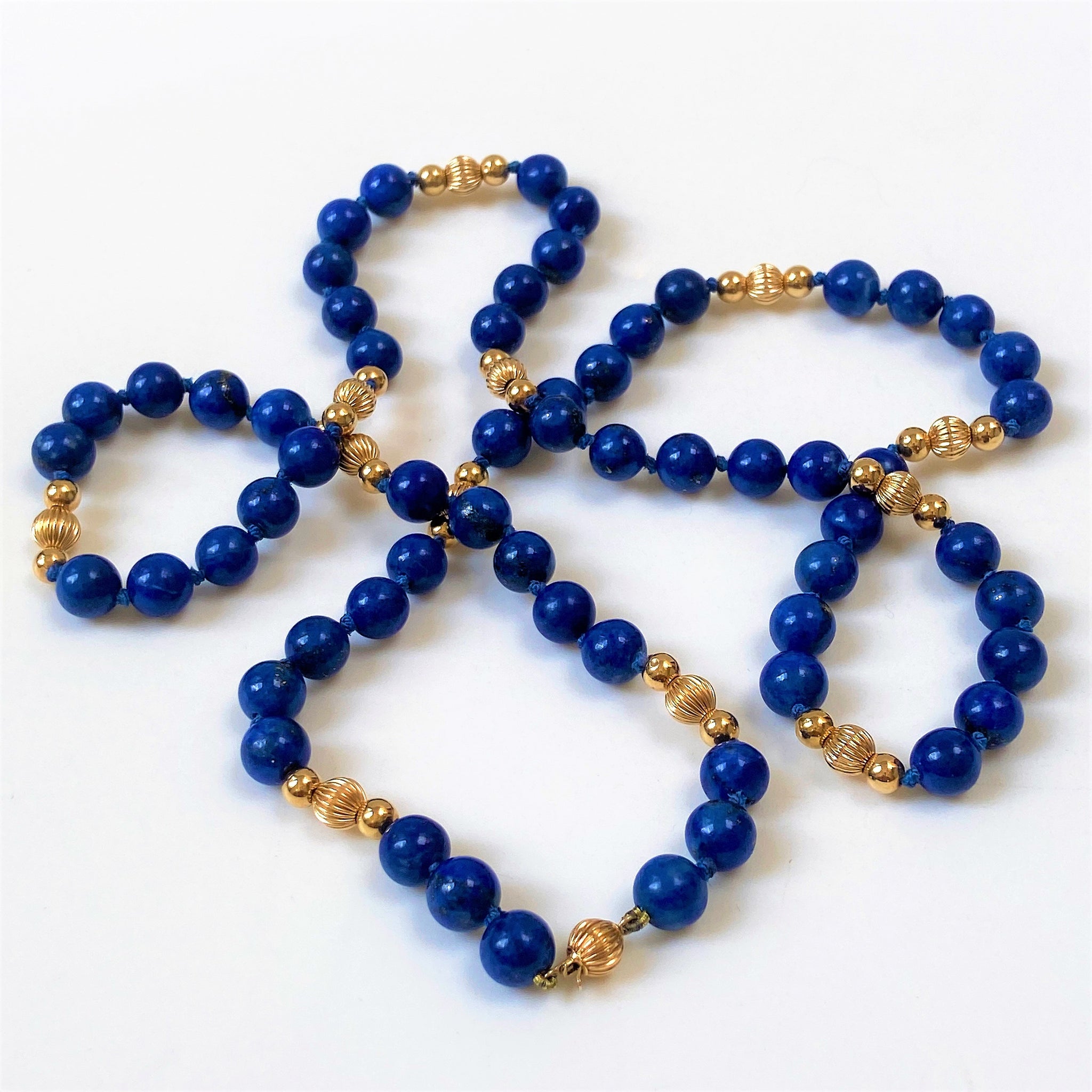 14ct Gold and Lapis Lazuli Bead Necklace
