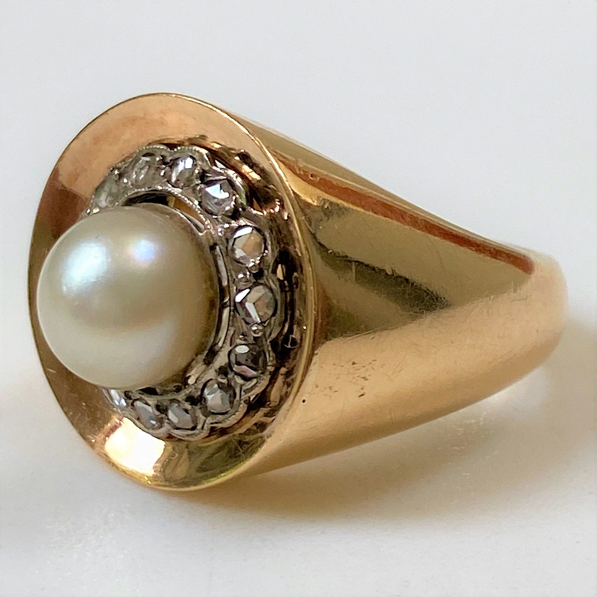 Vintage 18ct Gold, Pearl and Diamond Ring