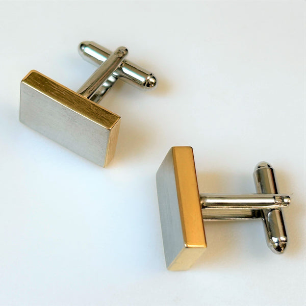 Modern Two-Tone Metal Cufflinks