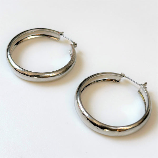 White Metal Hoop Earrings