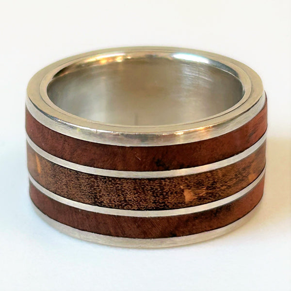 Sterling Silver and Wild Olive Wood Ring by Ivan