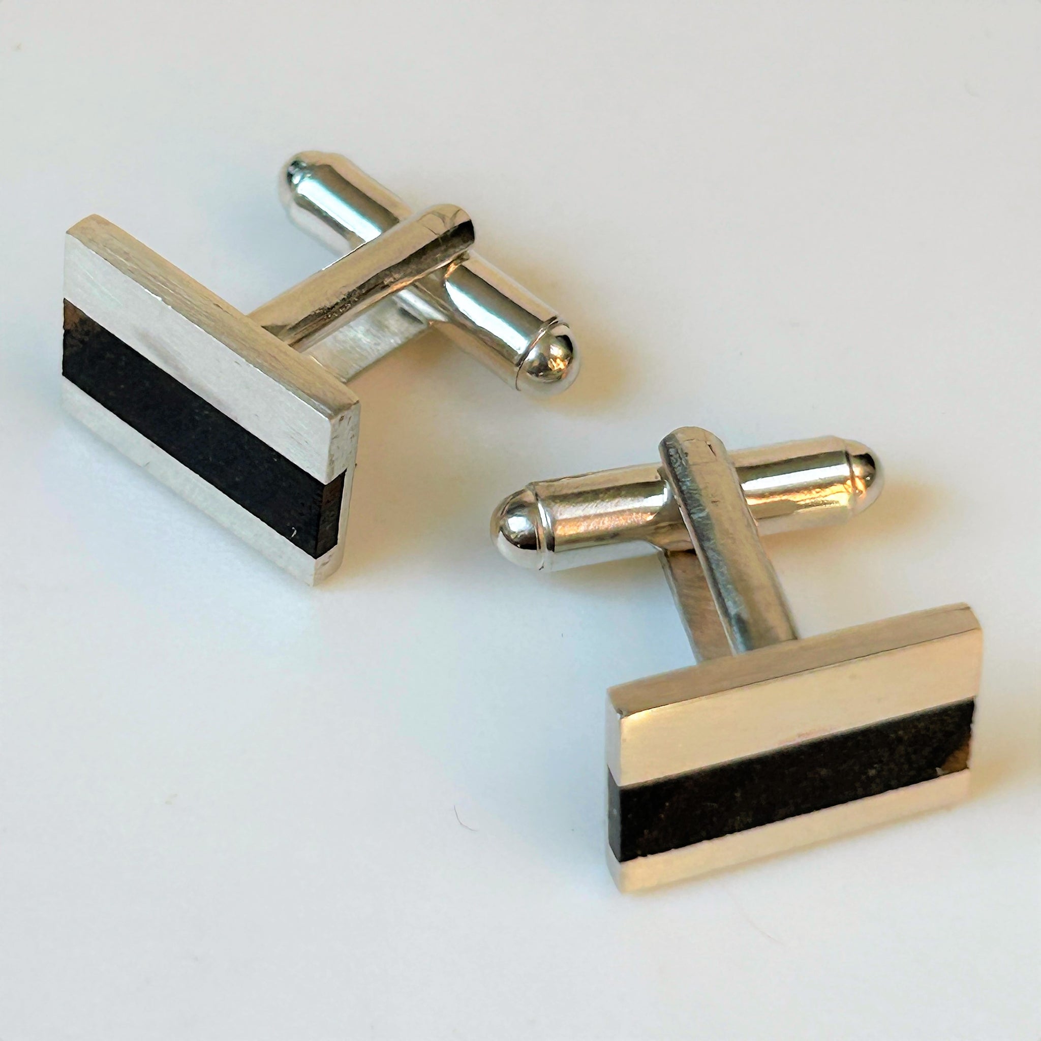 Sterling Silver and Bokote Wood Cufflinks