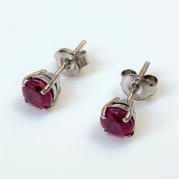 9ct White Gold and Ruby Stud Earrings