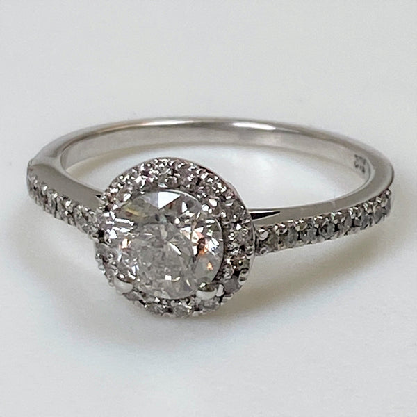9ct White Gold and Diamond Halo Ring