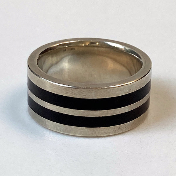 Silver and Zericote Wood Ring by Ivan Jeweller