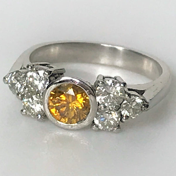 Platinum and Fancy Yellow Diamond Ring